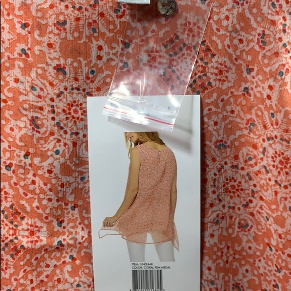 NWT Fever lightweight Orange Print Tank Blouse - Picture 4 of 9